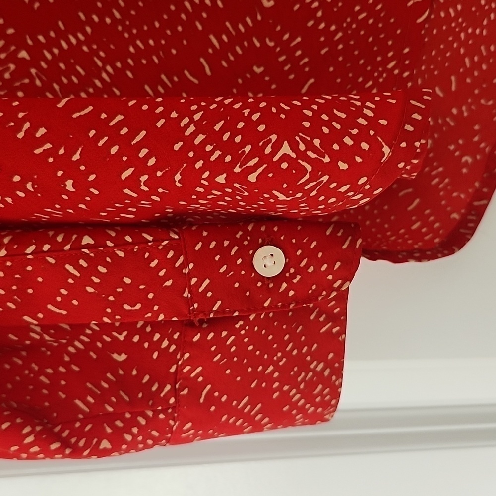 Ralph Lauren Red & Cream Blouse Size Petite Small - Picture 5 of 12
